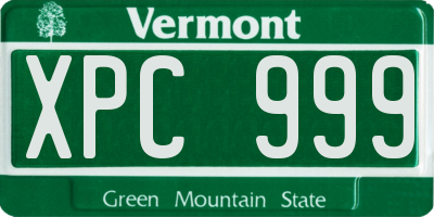 VT license plate XPC999