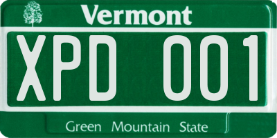 VT license plate XPD001
