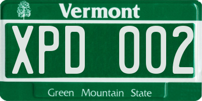 VT license plate XPD002