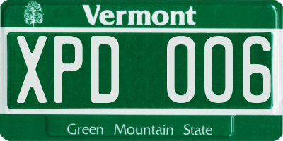 VT license plate XPD006