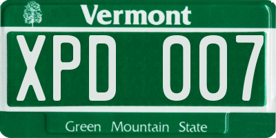 VT license plate XPD007