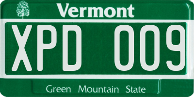 VT license plate XPD009