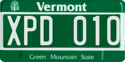 VT license plate XPD010
