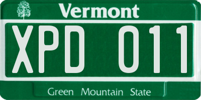 VT license plate XPD011
