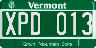 VT license plate XPD013