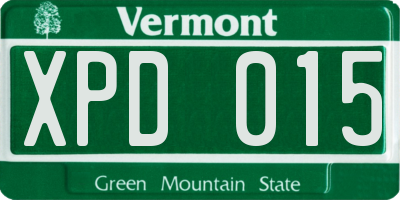 VT license plate XPD015