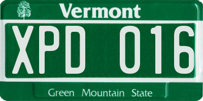 VT license plate XPD016