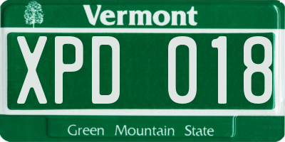 VT license plate XPD018