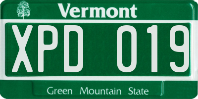 VT license plate XPD019