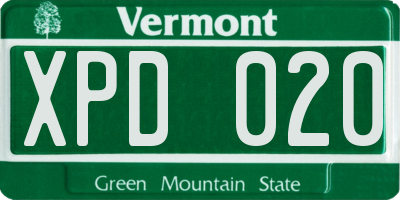 VT license plate XPD020