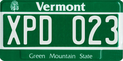 VT license plate XPD023