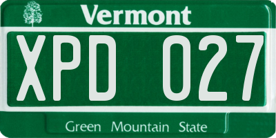 VT license plate XPD027