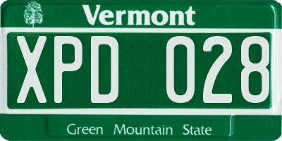 VT license plate XPD028