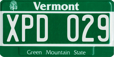 VT license plate XPD029