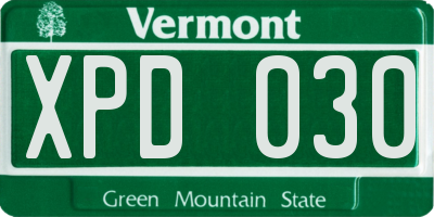 VT license plate XPD030