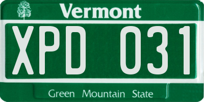 VT license plate XPD031