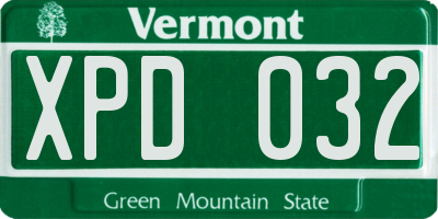 VT license plate XPD032