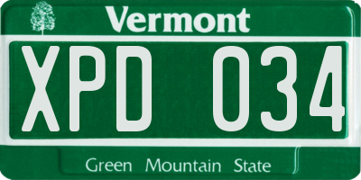 VT license plate XPD034