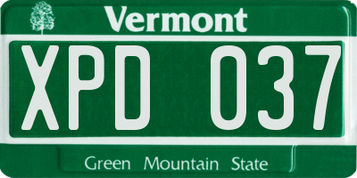 VT license plate XPD037