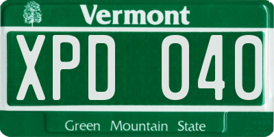 VT license plate XPD040