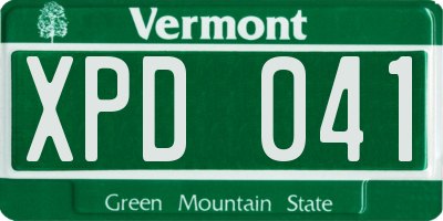 VT license plate XPD041