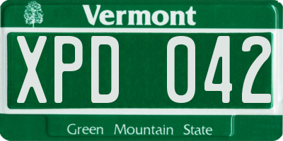 VT license plate XPD042