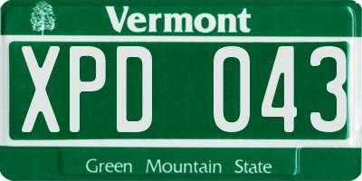 VT license plate XPD043