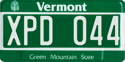 VT license plate XPD044