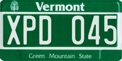 VT license plate XPD045