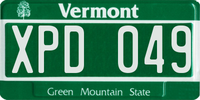 VT license plate XPD049
