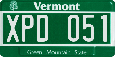 VT license plate XPD051