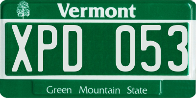 VT license plate XPD053