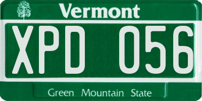 VT license plate XPD056