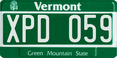 VT license plate XPD059