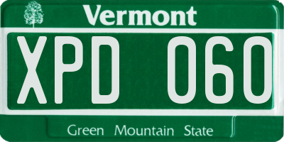 VT license plate XPD060