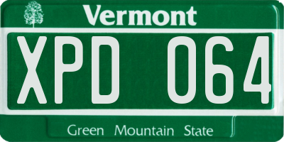 VT license plate XPD064