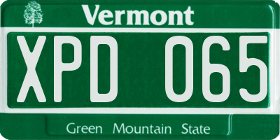 VT license plate XPD065