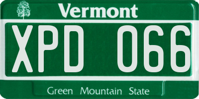 VT license plate XPD066