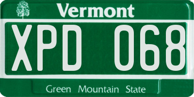 VT license plate XPD068
