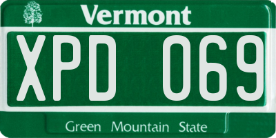 VT license plate XPD069
