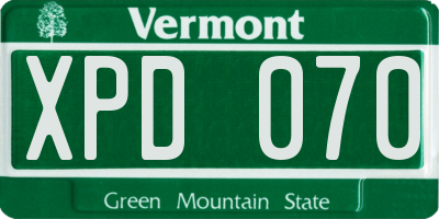 VT license plate XPD070