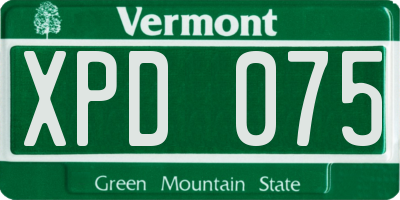 VT license plate XPD075