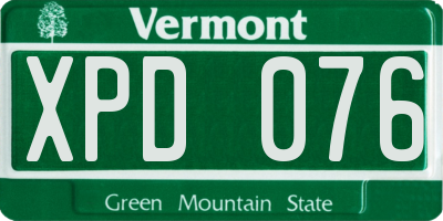 VT license plate XPD076