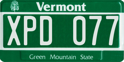 VT license plate XPD077