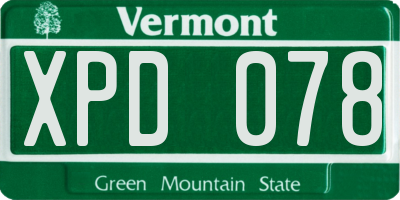 VT license plate XPD078