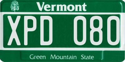 VT license plate XPD080