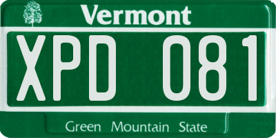 VT license plate XPD081