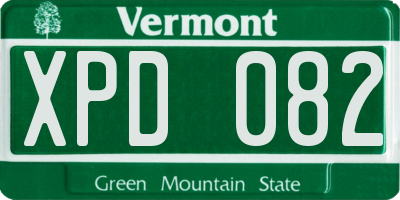 VT license plate XPD082