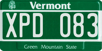 VT license plate XPD083