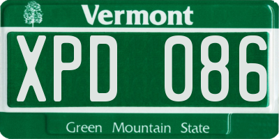 VT license plate XPD086